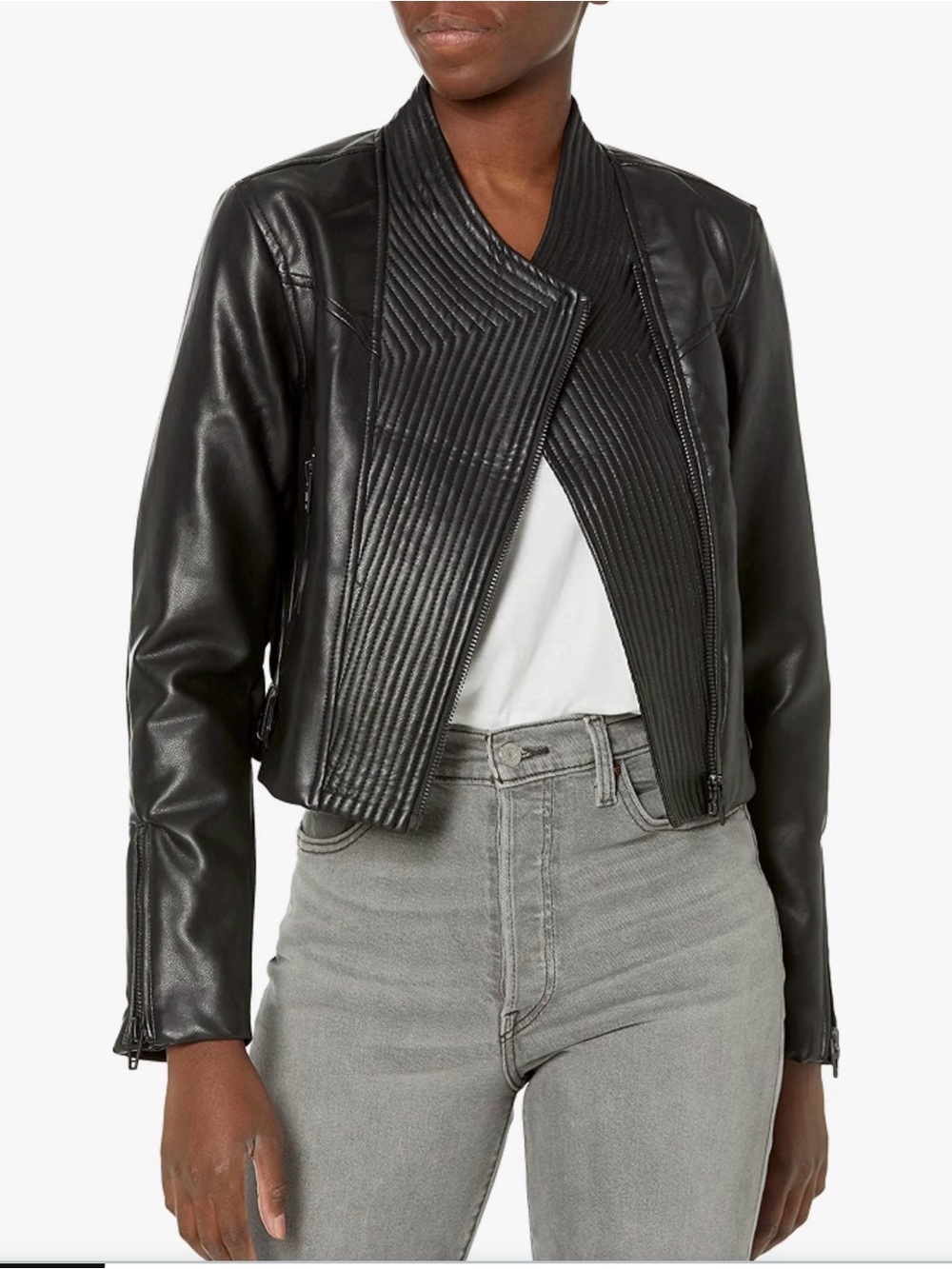 NWT. Blank NYC Black Quilted Faux Leather Moto Jacket. Small